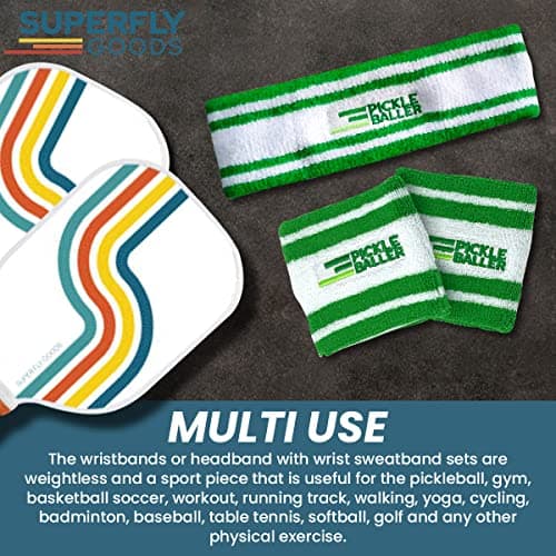 Sweatbands Pickleball Golf Tennis Great Gift or for Your Sports or Team Wristband Sports Band Set Including Towel Wrist and Head Sweatbands