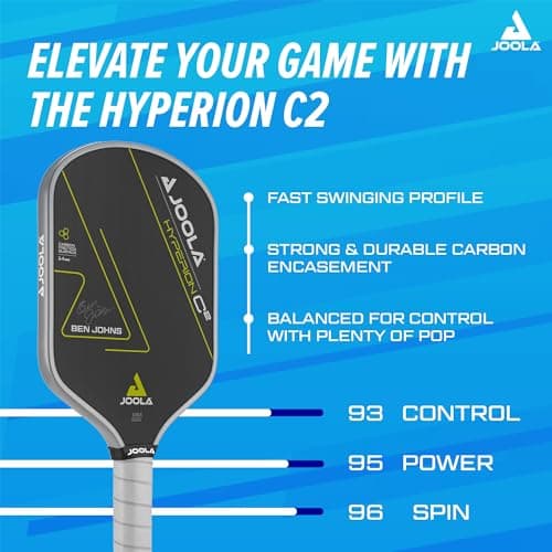 JOOLA Professional Pickleball Paddles – Charged Surface Technology for Power & Feel – Select Perseus or Hyperion Shape – Fully Encased Carbon Fiber – USAP Approved – Well Balanced w/Pop & Control
