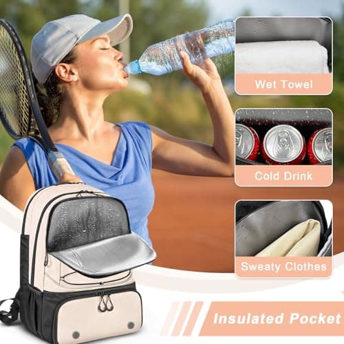Tennis Bag Holds 2 Rackets, Professional Tennis Bags for Women, Tennis Backpack with Ventilated Shoe Compartment
