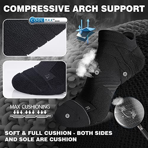 Hylaea No Show Running Athletic Anti-Blister Wicking Coolmax Socks, Seamless Anti-odor