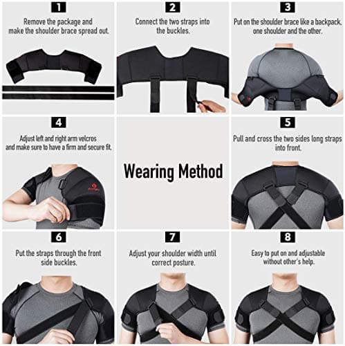 Kuangmi Double Shoulder Support Brace Strap Wrap Neoprene Protector,M