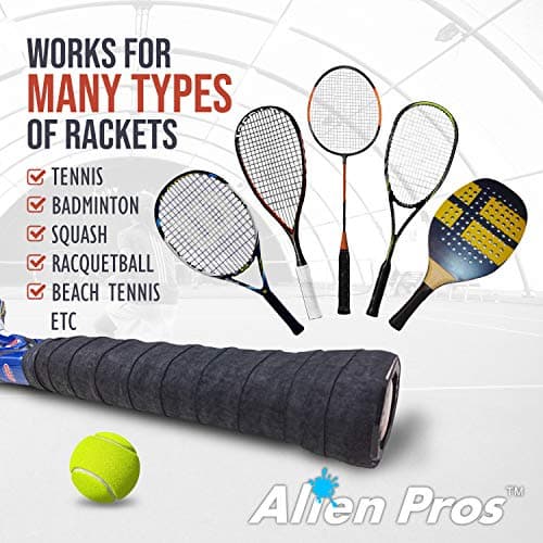 ALIEN PROS Tennis Racket Grip Tape - Precut and Dry Feel Tennis Grip - Tennis Overgrip Grip Tape Tennis Racket - Wrap Your Racquet for High Performance