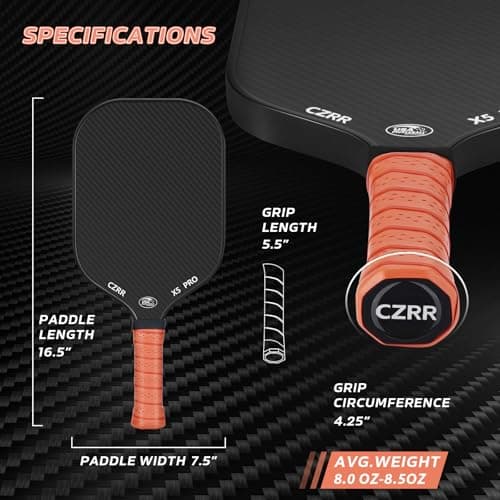 Pickleball Paddle, USA Pickleball Approved, 3K Raw Carbon Fiber Surface (CFS) High Grit & Spin, with 16MM Polypropylene Honeycomb Core, Ideal for Novice and Professional Players