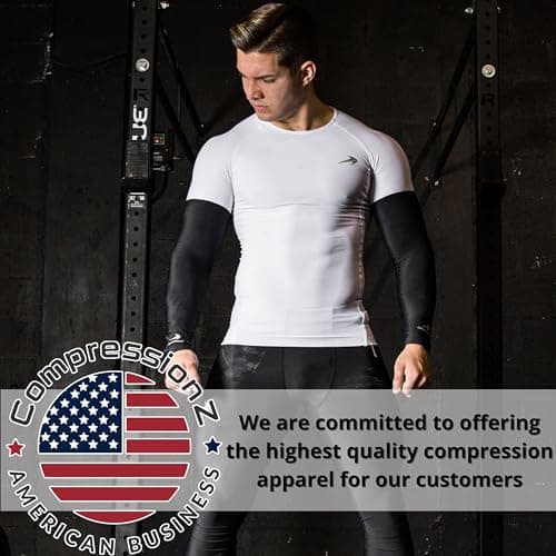 CompressionZ Sports Compression Arm Sleeves Men & Women | Basketball Baseball Football Golf UV Protection & Elbow Pain Relief