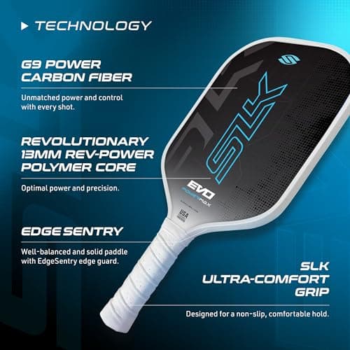 Selkirk Sport SLK Evo Pickleball Paddle | Designed in The USA | Power, Control or Hybrid | Fiberglass & Carbon Fiber with SpinFlex Surface