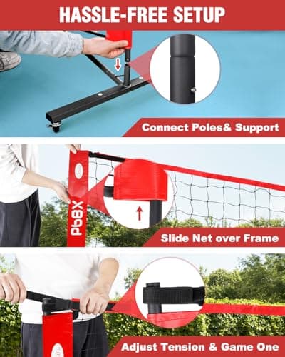 Portable Pickleball Net, Pickle Ball Net Outdoor with 22ft Regulation Size Net, Court Markers, Durable Frame PE Knited Pickleball Practice Net System for Backyard Driveway