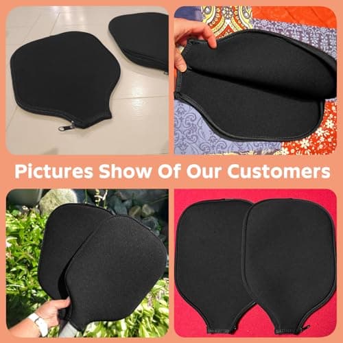 2 Pcs Pickleball Paddle Covers, Universal Case Size - 8.6 x 12.2 inches Zippered Racket Sleeve, Durable Neoprene Paddle Cover, Paddle Storage Bag for Most USAPA Standard (Black) (Black)
