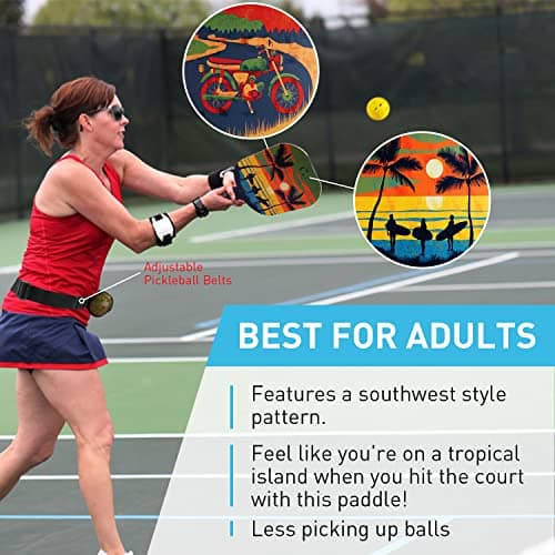 Pickleball Paddles Set of 4 with 4 Premium 9-Ply Basswood Paddles & 4 Pickleballs & 2 Handle Grips Tape & 2 Pickleball Belts & Carry Bag for Beginners Men Women Adults(New Version)