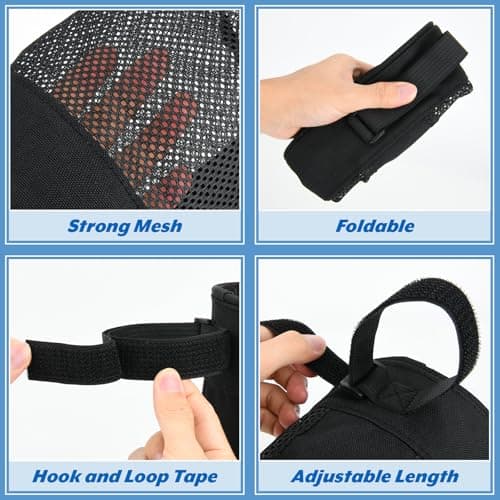 Cosmos Pickleball Ball Holder Adjustable Hanging Bag for PickleBall Nets, Foldable Storage Basket Mesh Net Pouch for Holding 6 Balls