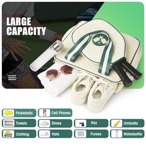 Newluck Pickleball Tote Sling Bag for Women/Men/Boy/Girl,Large Capacity,Adjustable Shoulder Strap with Fence Hook Accessories