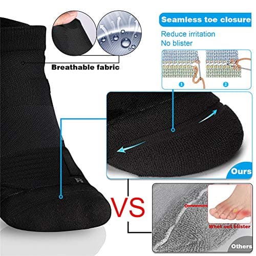 Hylaea No Show Running Athletic Anti-Blister Wicking Coolmax Socks, Seamless Anti-odor