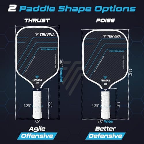 TENVINA Pickleball Paddles, Multi-Layer T700SC Textured Carbon Fiber Pickleball Paddle, 4-Types of Shapes and Thicknesses, USAPA Approved Pickle Ball Paddle, Strong Spin and Power Surface