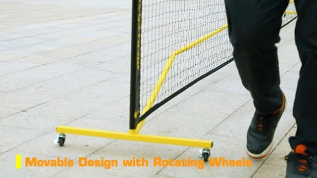 Portable Pickleball Net Set with Wheels, Regulation Size 22 FT & Half Court 11 FT, Steady Metal Frame Pickle Ball Net Set System with Carry Bag for Backyards, Driveways, and Garages