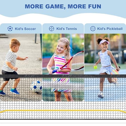 Pickleball Net Set, Portable Pickleball Set w/Wheels, 11ft & 22ft Regulation Size Pickel Ball Net, Set of 4 Balls and Paddles, Heavy Duty Frame for Backyard Driveway Outdoor