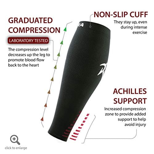 Rymora Calf Compression Sleeves Men Women - Leg Compression Sleeve Footless Socks - Shin Splint Relief Fitness Running