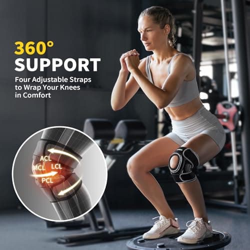 CAMBIVO Elite Motion Series Knee Brace for Women & Men with Side Stabilizers, Patella Knee Brace for Meniscus Tear, Knee Support for Knee Pain Relief, Running, Basketball, Workouts (Black, Large)
