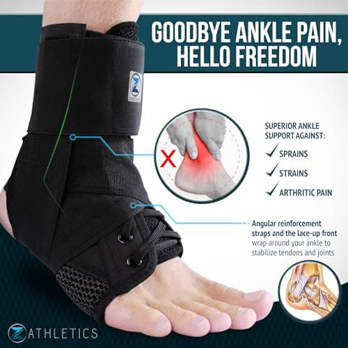 Zenith Ankle Brace, Lace Up Adjustable Support – for Running, Basketball, Injury Recovery, Sprain! Ankle Wrap for Men, Women, and Children