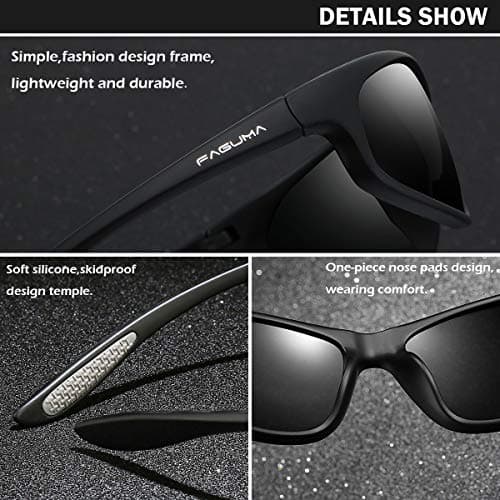 FAGUMA Polarized Sports Sunglasses For Men Cycling Driving Fishing UV400 Protection