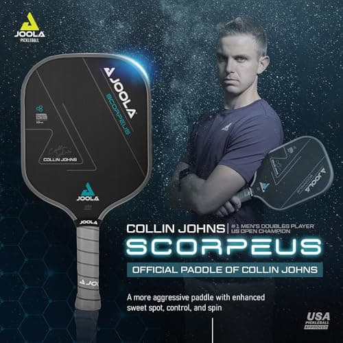 JOOLA Collin Johns or Anna Bright Scorpeus Pickleball Paddle w/Charged Surface Technology for Increased Power & Feel - Fully Encased Carbon Fiber Pickleball Paddle w/Larger Sweet Spot USAPA Approved