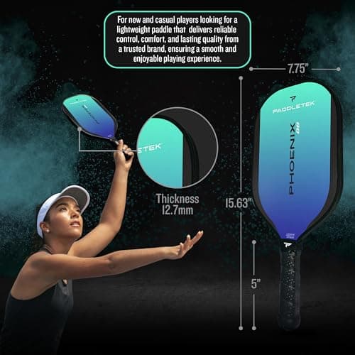 Paddletek Phoenix G6 Pickleball Paddle | Professional Pickleball Paddles with Honeycomb Core, Polycarbonate Surface, Graphite PolyCore & High Tack Performance Grip | USAPA Approved