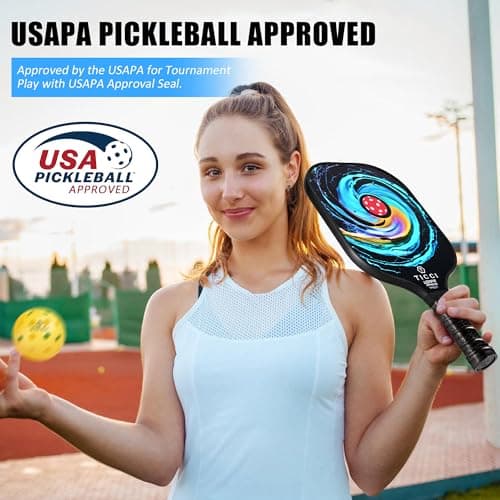 T TICCI Pickleball Paddles Set of 2, USAPA Approved Fiberglass Pickle Ball Paddles with 4 Pickleballs, Lightweight Rackets for Adults & Kids, Includes Carry Bag & Net Bag for Men, Women, Beginners,
