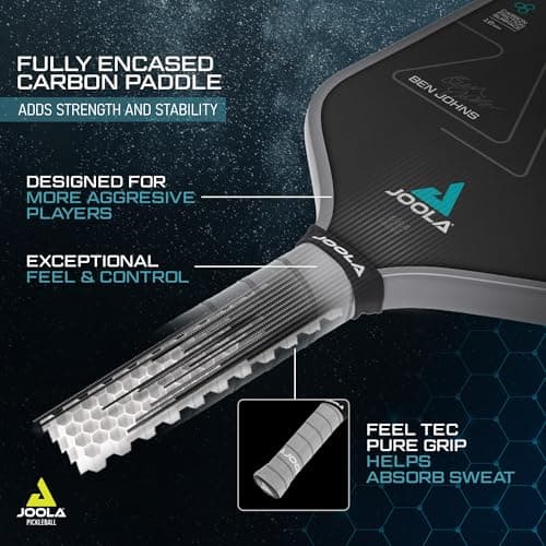 JOOLA Ben Johns Perseus Pickleball Paddle with Charged Surface Technology for Increased Power & Feel - Fully Encased Carbon Fiber w/Larger Sweet Spot - USAPA Approved