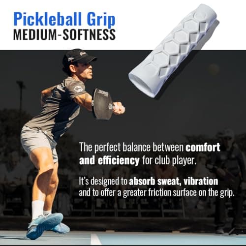 Pickleball Paddle Grip - 5.25in - Supports Tennis Elbow, Enhances Grip Strength, Reduces Vibration with Finger Support and Anti-Sweat Design