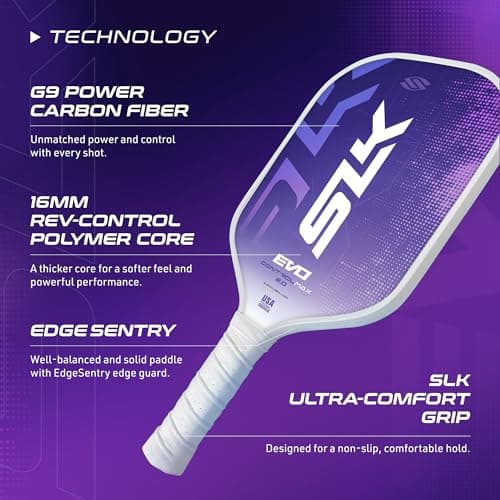 Selkirk Sport SLK Evo Pickleball Paddle | Designed in The USA | Power, Control or Hybrid | Fiberglass & Carbon Fiber with SpinFlex Surface