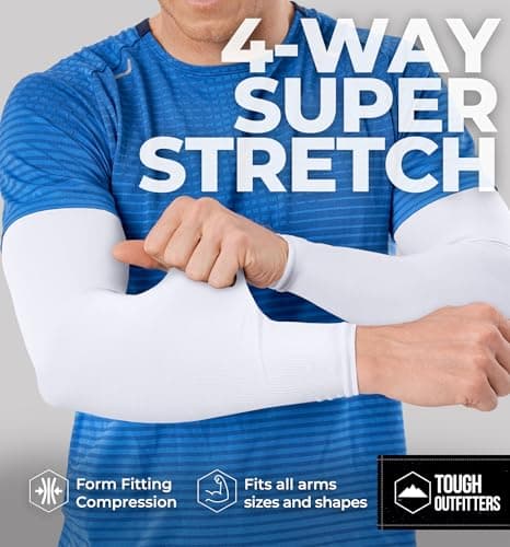 Tough Outdoors Sun Protection Sleeves - UV Arm Sleeves for Men and Women - Golf Cooling Arm Sleeves - Baseball Sun Sleeves