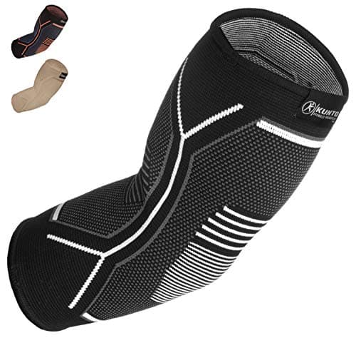 Kunto Fitness Elbow Brace Compression Support Sleeve (Shipped From USA) for Tendonitis, Tennis Elbow, Golf Elbow Treatment - Reduce Joint Pain During Any Activity!