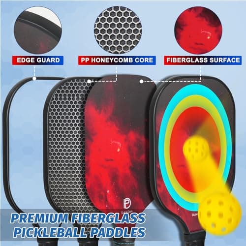 DULCE DOM Pickleball Paddles Set of 2/4 - USAPA Approved, Fiberglass Surface Pickleball Racket with 4 Indoor Outdoor Pickleball Balls and Pickleball Bag, Ideal Training Equipment Gift for Men & Women