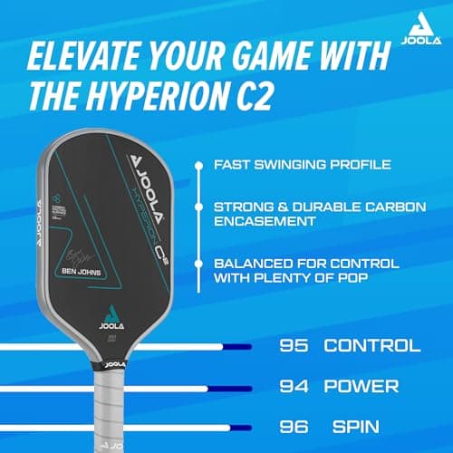 JOOLA Professional Pickleball Paddles – Charged Surface Technology for Power & Feel – Select Perseus or Hyperion Shape – Fully Encased Carbon Fiber – USAP Approved – Well Balanced w/Pop & Control