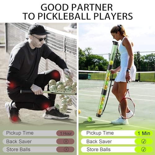 17 Balls Pickleball Ball Retriever & Ball Holder Storage with Strap, Back Saver for Pickleball Accessories, Quick for Pickleball Tube Ball Pickup