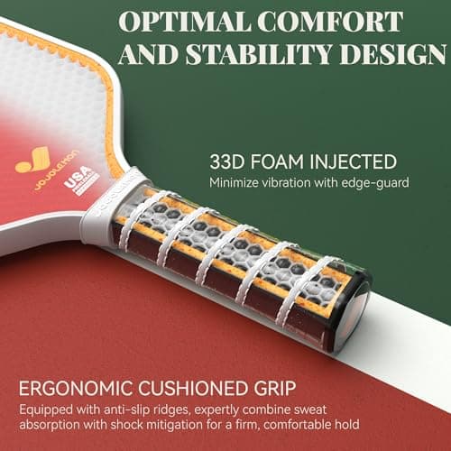 Pickleball Paddles, Carbon Fiber Pickleball Paddle with a 16mm Shark Power Polymer Core, The Pickleball Rackets Designed for Ultimate Spin & Consistency