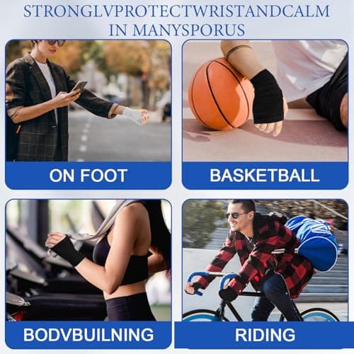 Lusofie 2 Pairs Wrist Sleeve Elastic Breathable Fingerless Gloves Compression Wrist Sleeve Suitable for Men and Women Fitness Sports Cycling(Black, Grey)