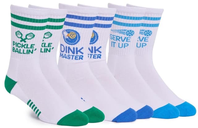 Performance Pickleball Crew Socks, Great Gift For Pickleball Lovers, Mens and Womens, One Size 8-13