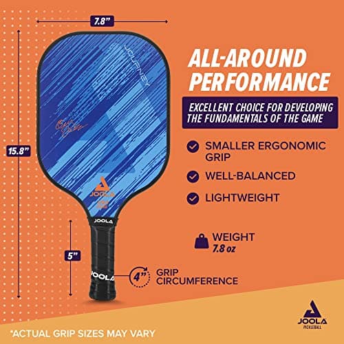 JOOLA Journey Pickleball Paddle – Fiberglass Graphite Surface for More Power – Lightweight Pickleball Paddle w/Increased Control - Multiple Colors & Designs - USAPA Approved
