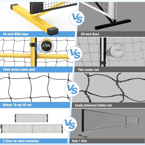 Portable Pickleball Net for Driveway, 22 FT Regulation Size & 11 FT Half Court Size Pickle Ball Net with Ball Collector, 2-in-1 Pickle Ball Net with Carry Bag for Garages Backyard