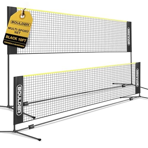 Boulder Portable Badminton Pickleball Net - Foldable/Extendable Poles for Multiple Sports Heights (UP to 5 ft) - Ideal for Tennis, Pickleball, Soccer Tennis - Easy Setup