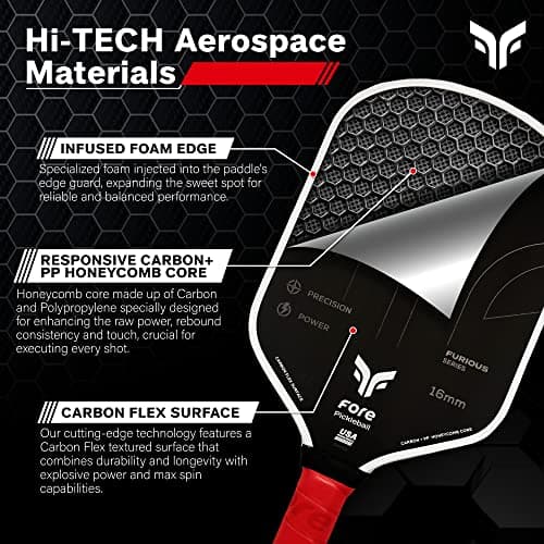 Havok Pro Pickleball Paddle: Carbon Fiber Surface for Enhanced Power, Precision and Maximum Spin - Large Sweet Spot and USAPA Approved - Red