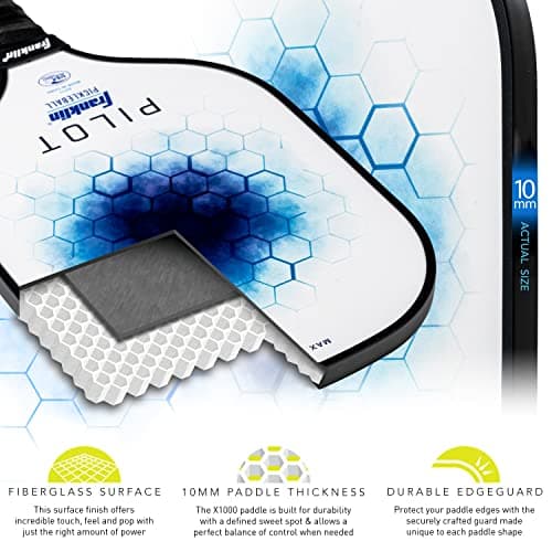 Franklin Sports Pickleball Paddle - Pilot Polypropylene Core Pickleball Racket - Official USA Pickleball (USAPA) Approved Pickleball Paddle - Lightweight Pro Racket - 10mm Thick Core