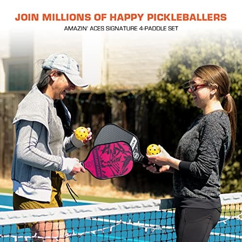 Amazin' Aces Graphite Pickleball Paddles Set - Single, 2 or 4 Paddles, Honeycomb Polymer Core with Comfy Cushion Grip - Varying Accessories Including Pickleballs, Pickleball Bag & Paddle Cover