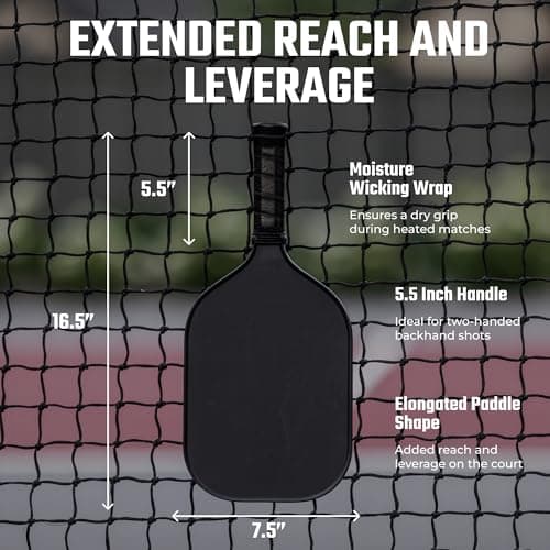 Carbon Fiber Pickleball Paddle - Raw Toray T700 Surface Provides Maximum Ball Spin | Elongated or Widened Pickleball Racket Shapes Available - Paddle Customization Kit Included