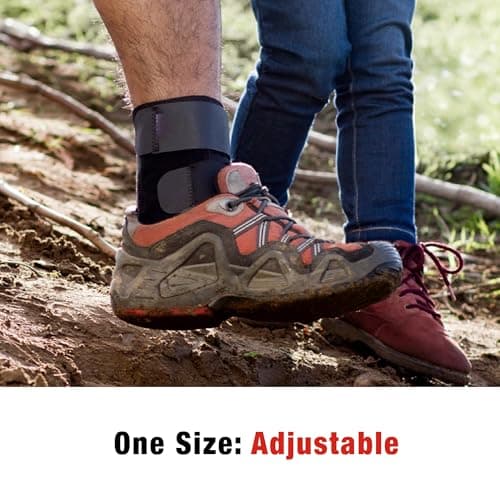 ACE Deluxe Ankle Stabilizer, Adjustable, Black, 1/Pack