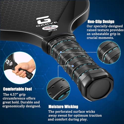 GARYE Pickleball Paddles Set, Carbon Fiber Pickle Ball Paddle, USAPA Approved Lightweight Rackets for Adults and Teenagers, Includes 6 Balls, 1 Bag, and 4 Grip Tapes.