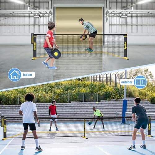 Portable Pickleball Net for Driveway, 22 FT Regulation Size & 11 FT Half Court Size Pickle Ball Net with Ball Collector, 2-in-1 Pickle Ball Net with Carry Bag for Garages Backyard