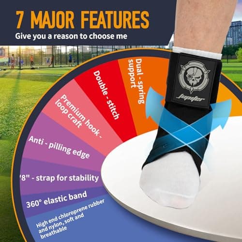 Jupiter Ankle Brace for Sprained Ankles for Women & Men, Made of Neoprene with Dual Springs, for Injury Recover, Running, Basketball and Cycling(Black M 11‘’-14‘’)