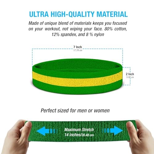 Suddora Striped Sweatband Set, Moisture Wicking 2 Wristbands and 1 Headband, Breathable Athletic Sweat Bands for Sports, Costumes & Cosplay, Matching Bands to Wear with Jersey