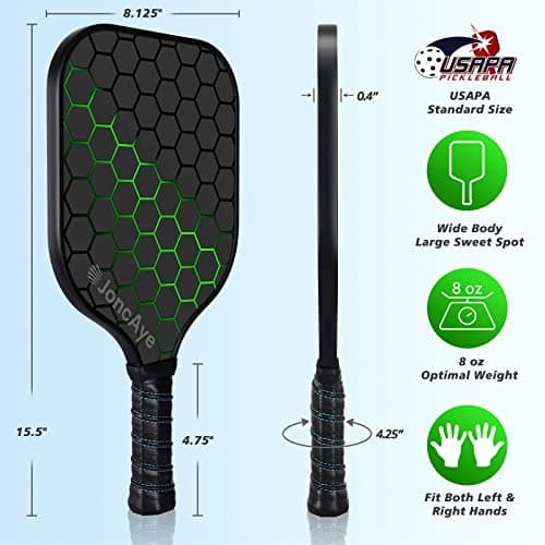 JoncAye Pickleball-Paddles-Set of 4 or 2 Rackets with Balls and Bag, USAPA Approved Pickle-Ball Equipment with Accessories, Fiberglass Graphite Pickleball Racquet Set for Men, Women, Kids, Adults