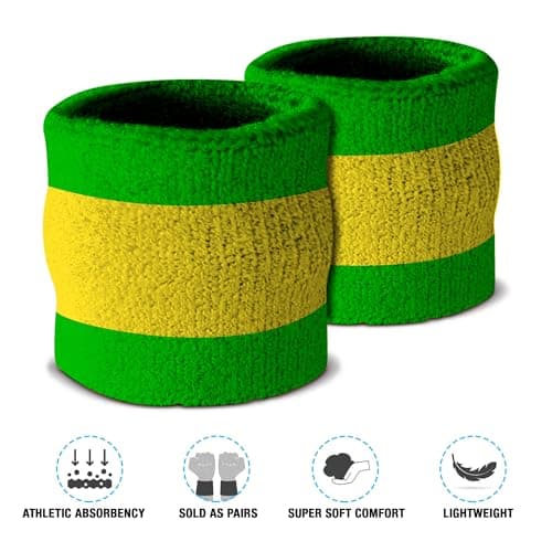 Suddora Striped Sweatband Set, Moisture Wicking 2 Wristbands and 1 Headband, Breathable Athletic Sweat Bands for Sports, Costumes & Cosplay, Matching Bands to Wear with Jersey